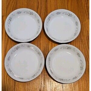 Carlton China Corsage 481 Japan 7 3/4" Soup Bowls Pink & Blue Floral Set Of 4